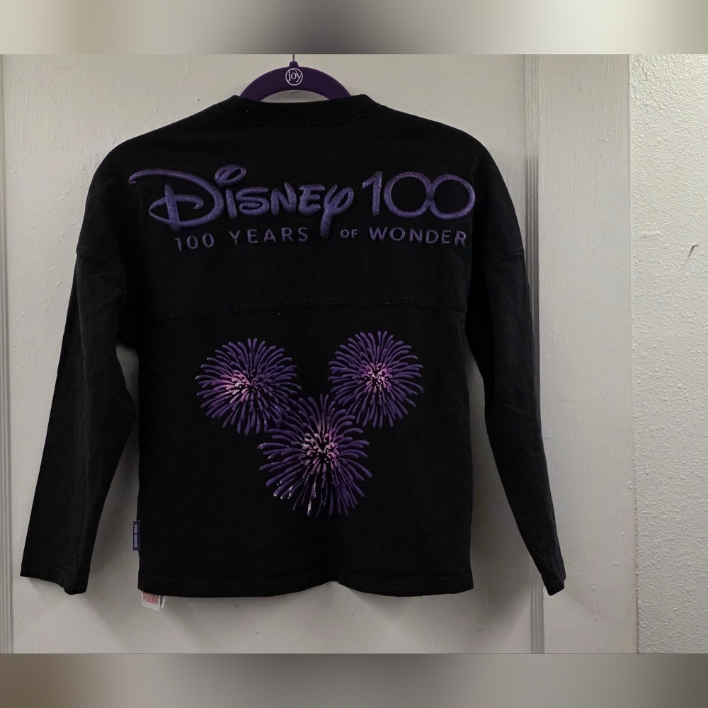 🍁Disney 100 Spirit Jersey Kids Large 10/12 Purple Fireworks Mickey - Picture 2 of 13